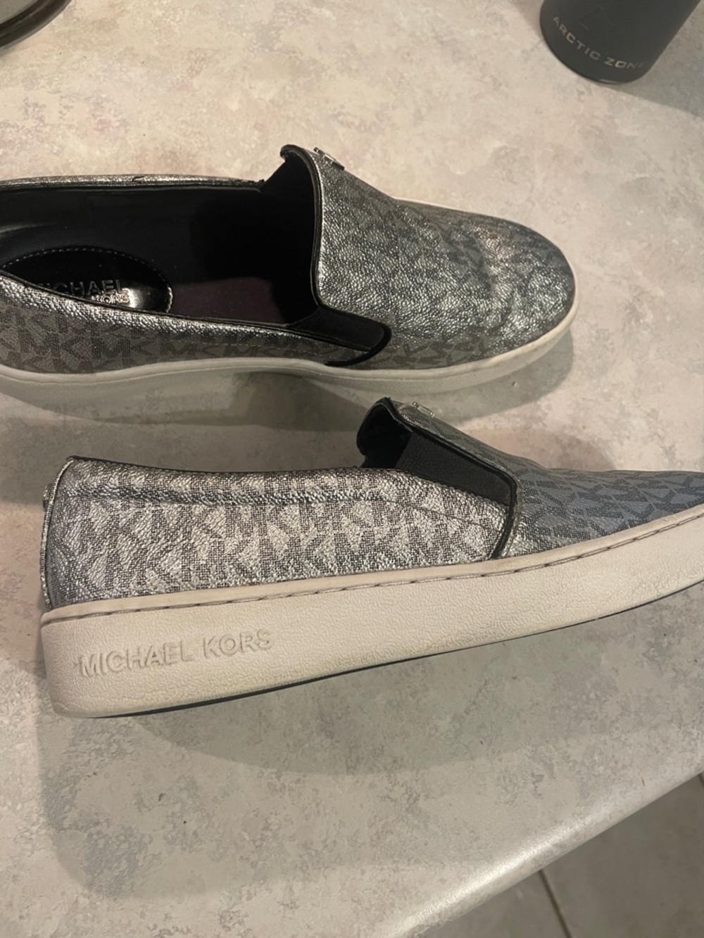 Michael Kors Keaton Metallic Silver Slip-On Loafers - Picture 5 of 8